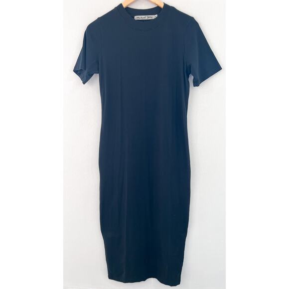 Michael Stars Black Crew Neck Midi Dress Medium Casual Everyday Minimalist Dress - Picture 1 of 5